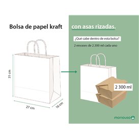 Paper Bag with Handles Kraft Brown 115g/m² 27+16x31cm (25 Units) 