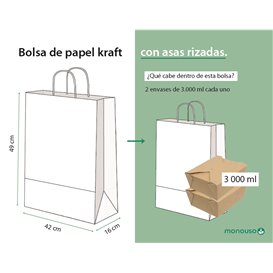Paper Bag with Handles Kraft Brown 115g/m² 42+16x49cm (25 Units) 
