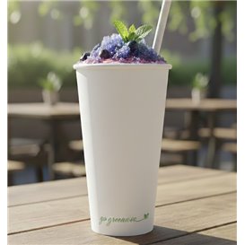 White "Go Green" Paper Cup 20Oz/600ml Ø9,0cm (1.000 Units)