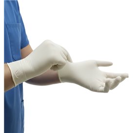 Latex Gloves Talc White Size M AQL 1.5 (100 Units)