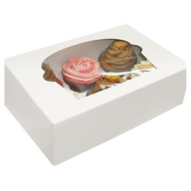 Paper Cupcake Box 6 Slots White 24,3x16,5x7,5cm (100 Units)