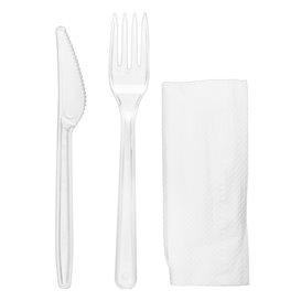 Reusable PS Cutlery Set Fork, Knife and Napkin (500 Units)