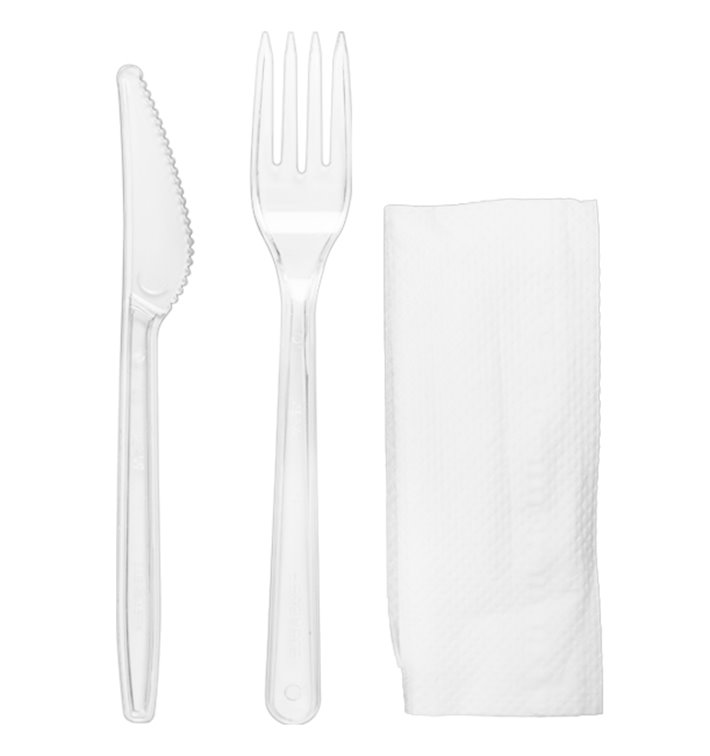 Reusable PS Cutlery Set Fork, Knife and Napkin (500 Units)