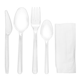 Reusable PS Cutlery Set Fork, Knife, Spoon, Teaspoon and Napkin (500 Units)