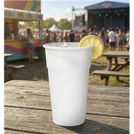 White Reusable PP Plastic Cup 330ml (1250 Units)