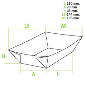 Paper Food Boat Tray Kraft 300ml 11x7x3,5cm (25 Units) 
