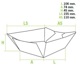 Paper Food Boat Tray Kraft 350ml 10,6x7,3x4,5cm (25 Units) 