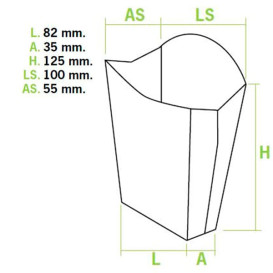 Paper French Fries Scoop Container Medium size 8,2x3,5x12,5cm (25 Units)