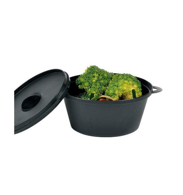 Serving Pot with Lid PP Black 15,6x10,1cm (6 Units)