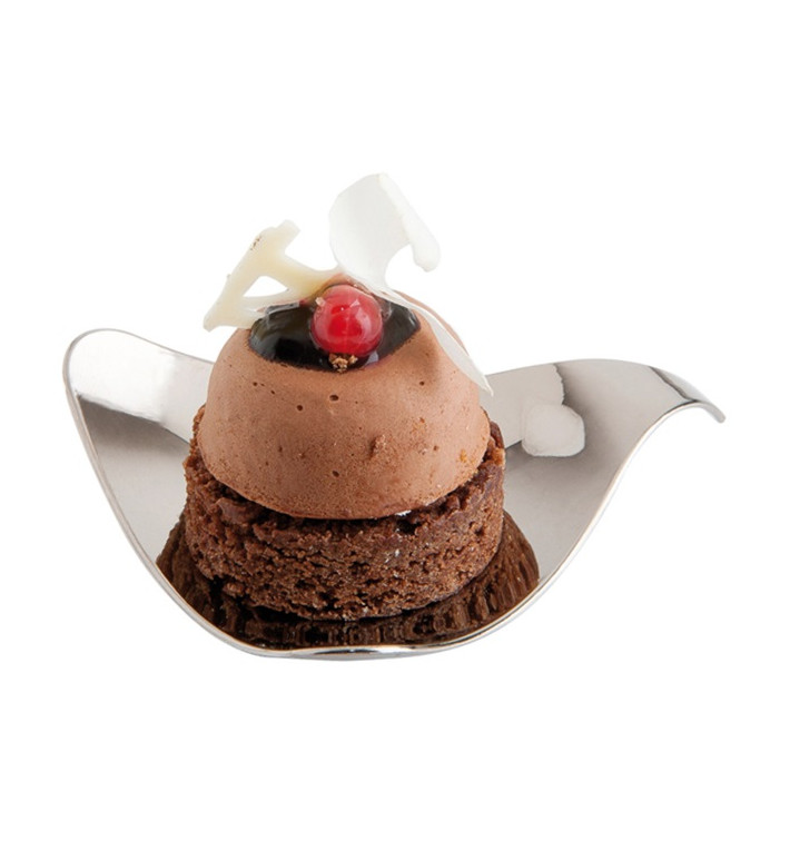 Plastic Tasting Plate PS with Handle Silver 8x1,9cm Plastic Tasting Plate PS with Handle Silver 8x1,9cm