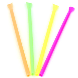 Plastic Straw Straight PS Spoon 4 colors Ø0,6cm 20cm 