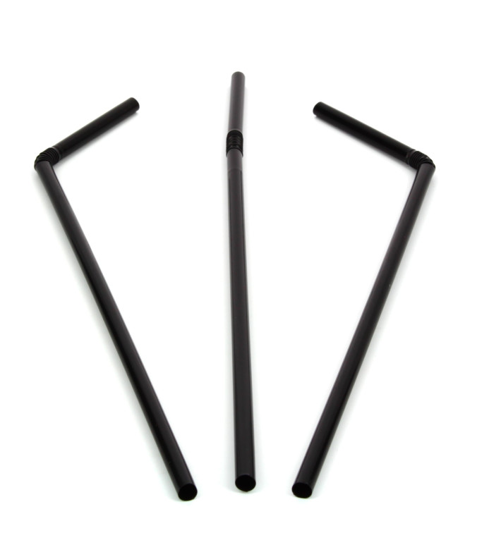 Plastic Straw Flexible PS Black Ø0,5cm 21cm Plastic Straw Flexible PS Black Ø0,5cm 21cm