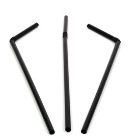 Plastic Straw Flexible PS Black Ø0,5cm 21cm 